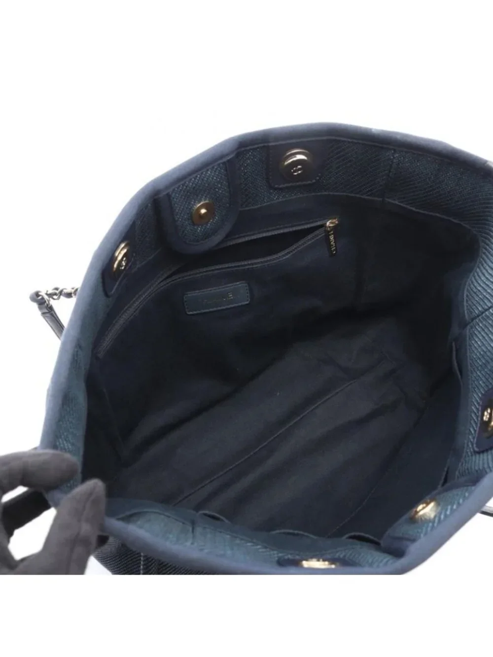 ★SOLD★ Chanel Tote Deauville Indigo Blue Leather Chain MM - Picture 3 of 9
